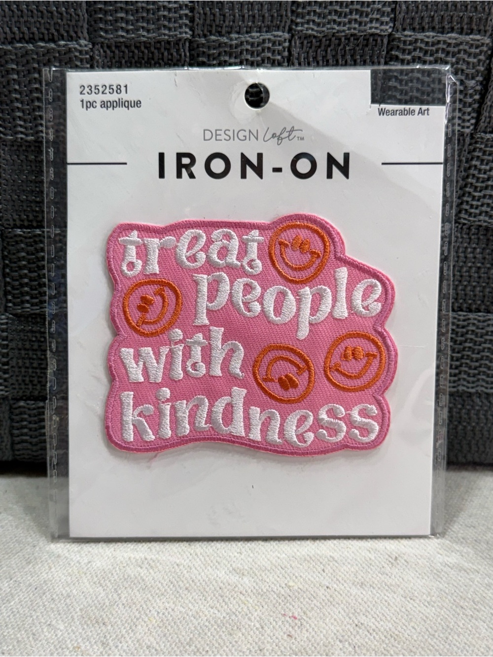 Pink "Treat People With Kindness" Iron-On Patch - NWT